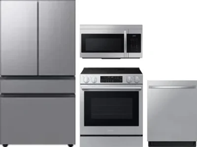 4 Piece Package Includes Refrigerator, Range, Microwave And Dishwasher