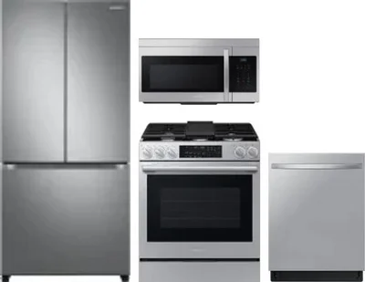4 Piece Package Includes Refrigerator, Range, Microwave And Dishwasher