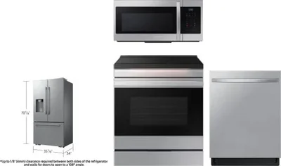 4 Piece Package Includes Refrigerator, Range, Microwave And Dishwasher