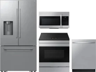 4 Piece Package Includes Refrigerator, Range, Microwave And Dishwasher