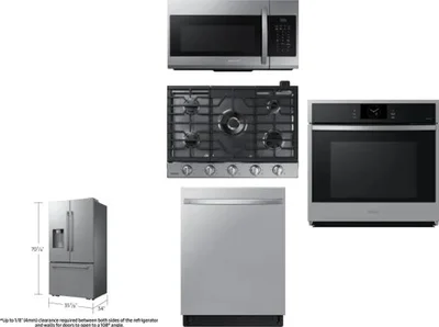 5 Piece Package Includes Refrigerator, Cooktop, Wall Oven, Microwave And Dishwasher