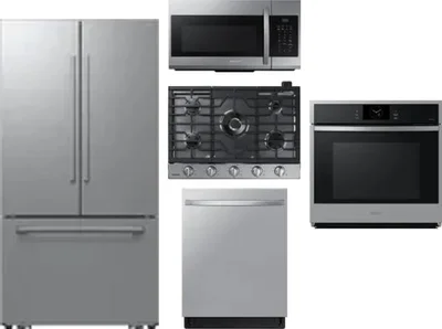 5 Piece Package Includes Refrigerator, Cooktop, Wall Oven, Microwave And Dishwasher