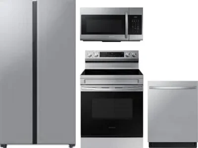 4 Piece Package Includes Refrigerator, Range, Microwave And Dishwasher