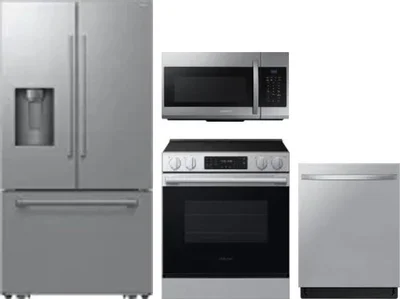 4 Piece Package Includes Refrigerator, Range, Microwave And Dishwasher