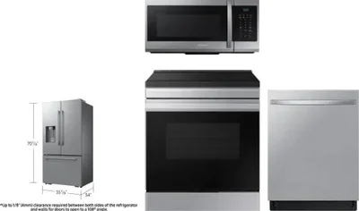 4 Piece Package Includes Refrigerator, Range, Microwave And Dishwasher