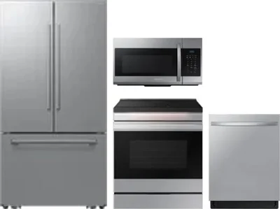 4 Piece Package Includes Refrigerator, Range, Microwave And Dishwasher
