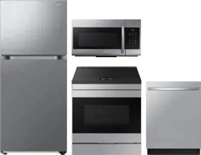4 Piece Package Includes Refrigerator, Range, Microwave And Dishwasher