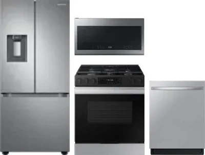 4 Piece Package Includes Refrigerator, Range, Microwave And Dishwasher