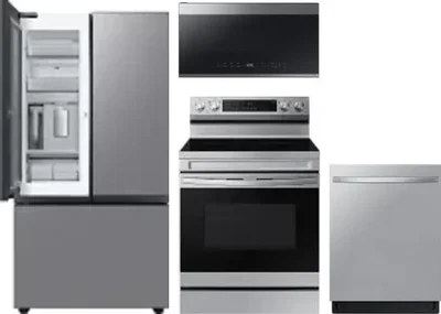 4 Piece Package Includes Refrigerator, Range, Microwave And Dishwasher