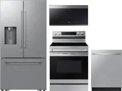 4 Piece Package Includes Refrigerator, Range, Microwave And Dishwasher