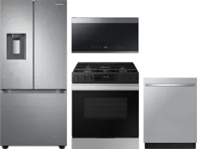 4 Piece Package Includes Refrigerator, Range, Microwave And Dishwasher
