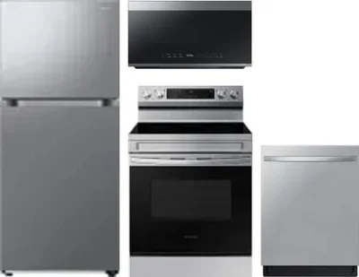4 Piece Package Includes Refrigerator, Range, Microwave And Dishwasher