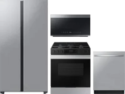 4 Piece Package Includes Refrigerator, Range, Microwave And Dishwasher