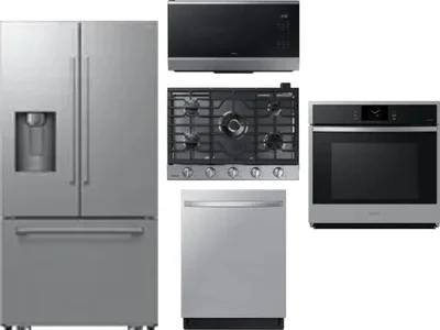 5 Piece Package Includes Refrigerator, Cooktop, Wall Oven, Microwave And Dishwasher