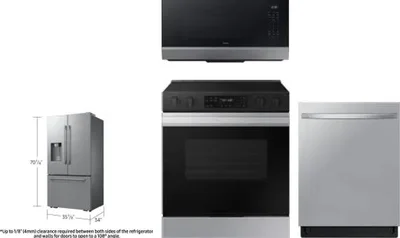 4 Piece Package Includes Refrigerator, Range, Microwave And Dishwasher