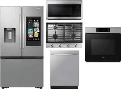 5 Piece Package Includes Refrigerator, Cooktop, Wall Oven, Microwave And Dishwasher