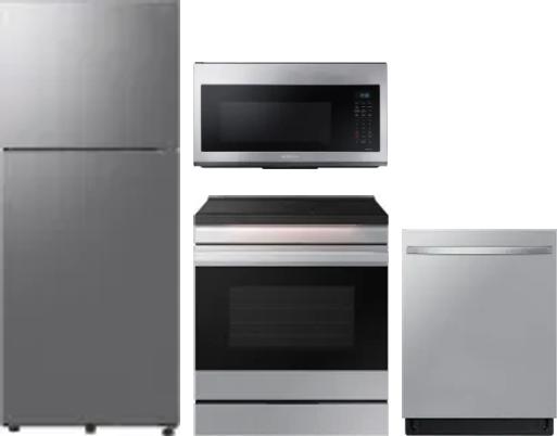 4 Piece Package Includes Refrigerator, Range, Microwave And Dishwasher