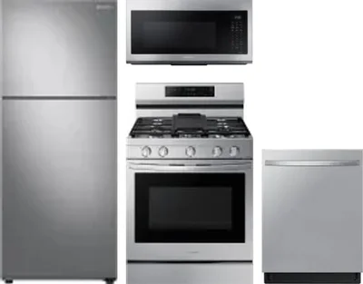 4 Piece Package Includes Refrigerator, Range, Microwave And Dishwasher