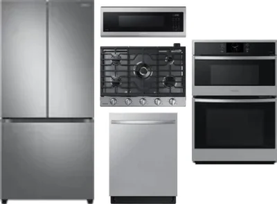 5 Piece Package Includes Refrigerator, Cooktop, Wall Oven, Microwave And Dishwasher