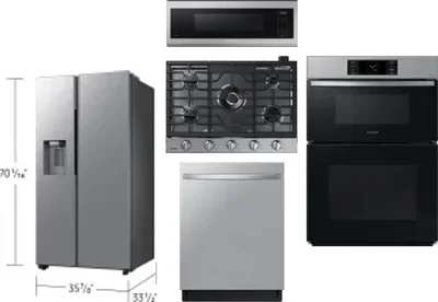 5 Piece Package Includes Refrigerator, Cooktop, Wall Oven, Microwave And Dishwasher