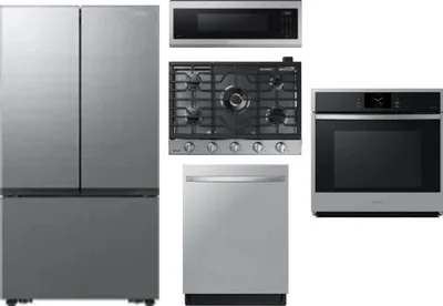 5 Piece Package Includes Refrigerator, Cooktop, Wall Oven, Microwave And Dishwasher