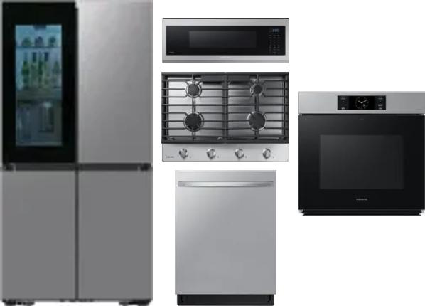 5 Piece Package Includes Refrigerator, Cooktop, Wall Oven, Microwave And Dishwasher
