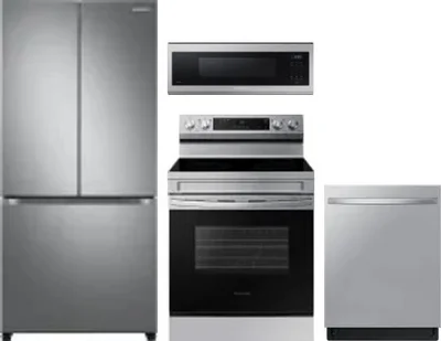 4 Piece Package Includes Refrigerator, Range, Microwave And Dishwasher