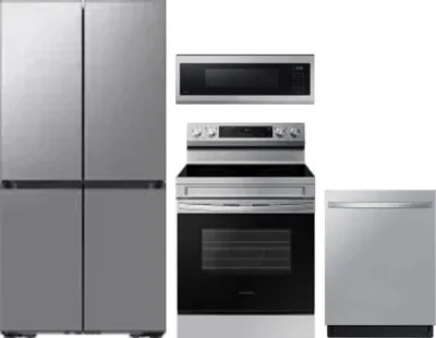 4 Piece Package Includes Refrigerator, Range, Microwave And Dishwasher