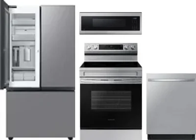4 Piece Package Includes Refrigerator, Range, Microwave And Dishwasher