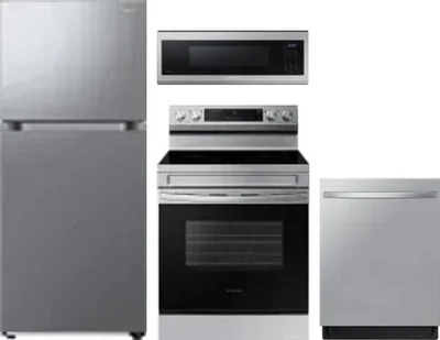 4 Piece Package Includes Refrigerator, Range, Microwave And Dishwasher