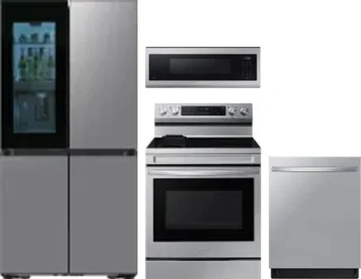 4 Piece Package Includes Refrigerator, Range, Microwave And Dishwasher