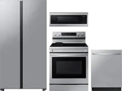 4 Piece Package Includes Refrigerator, Range, Microwave And Dishwasher