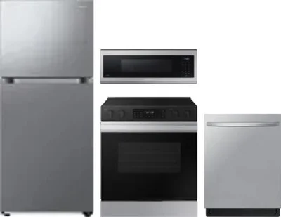 4 Piece Package Includes Refrigerator, Range, Microwave And Dishwasher