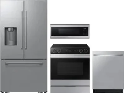 4 Piece Package Includes Refrigerator, Range, Microwave And Dishwasher