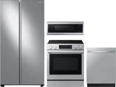 4 Piece Package Includes Refrigerator, Range, Microwave And Dishwasher