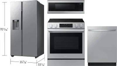 4 Piece Package Includes Refrigerator, Range, Microwave And Dishwasher