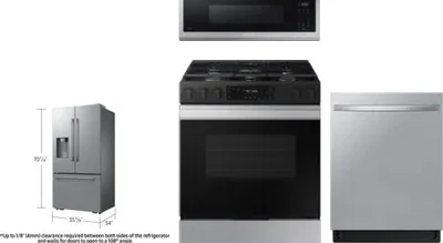 4 Piece Package Includes Refrigerator, Range, Microwave And Dishwasher