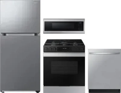 4 Piece Package Includes Refrigerator, Range, Microwave And Dishwasher
