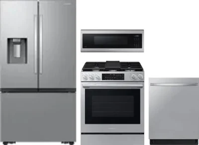4 Piece Package Includes Refrigerator, Range, Microwave And Dishwasher