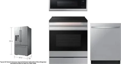 4 Piece Package Includes Refrigerator, Range, Microwave And Dishwasher