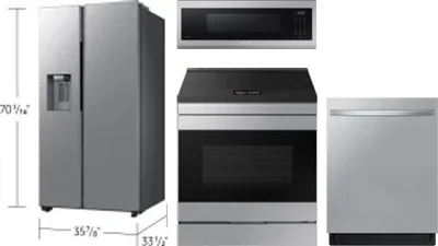 4 Piece Package Includes Refrigerator, Range, Microwave And Dishwasher