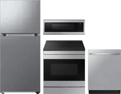 4 Piece Package Includes Refrigerator, Range, Microwave And Dishwasher