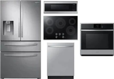 5 Piece Package Includes Refrigerator, Cooktop, Wall Oven, Microwave And Dishwasher
