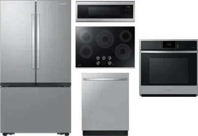 5 Piece Package Includes Refrigerator, Cooktop, Wall Oven, Microwave And Dishwasher