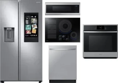 5 Piece Package Includes Refrigerator, Cooktop, Wall Oven, Microwave And Dishwasher