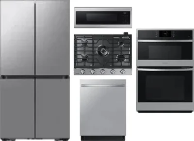 5 Piece Package Includes Refrigerator, Cooktop, Wall Oven, Microwave And Dishwasher