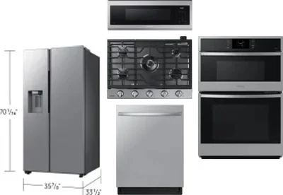 5 Piece Package Includes Refrigerator, Cooktop, Wall Oven, Microwave And Dishwasher