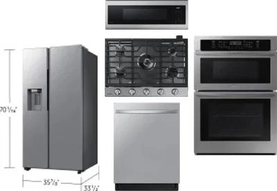5 Piece Package Includes Refrigerator, Cooktop, Wall Oven, Microwave And Dishwasher