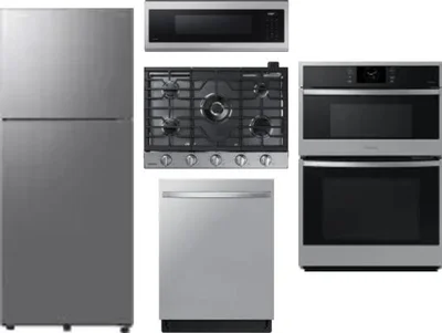 5 Piece Package Includes Refrigerator, Cooktop, Wall Oven, Microwave And Dishwasher
