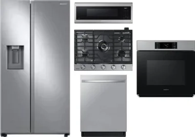 5 Piece Package Includes Refrigerator, Cooktop, Wall Oven, Microwave And Dishwasher